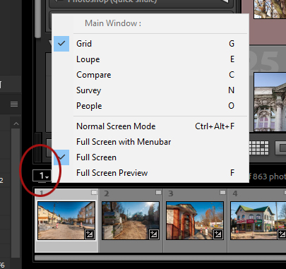 Lightroom classic interfejs