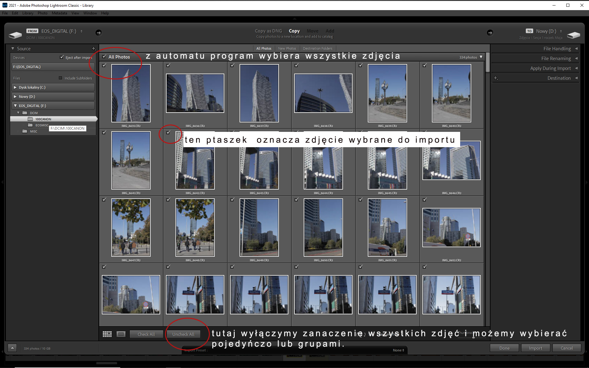 Import plików do Lightroom Classic