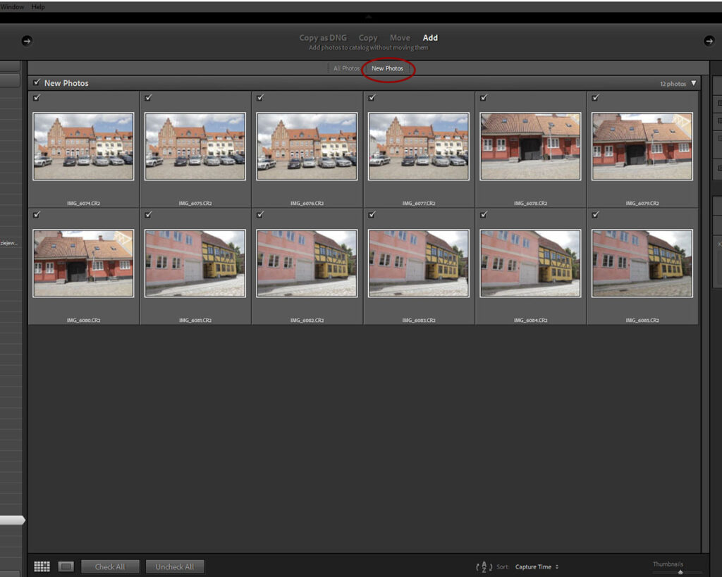 Otwieranie zdjęć w Lightroom.