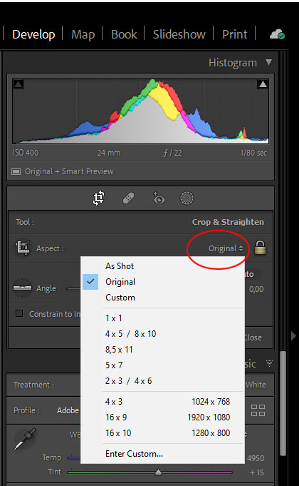 Kadrowanie w Lightroom Classic.