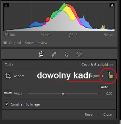 Kadrowanie w Lightroom Classic.
