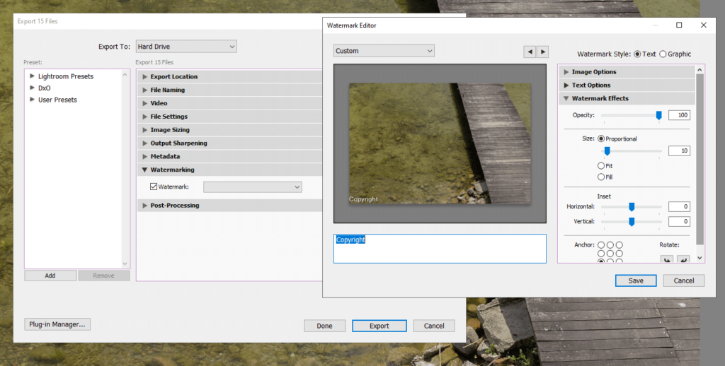 Export w Lightroom Classic.
