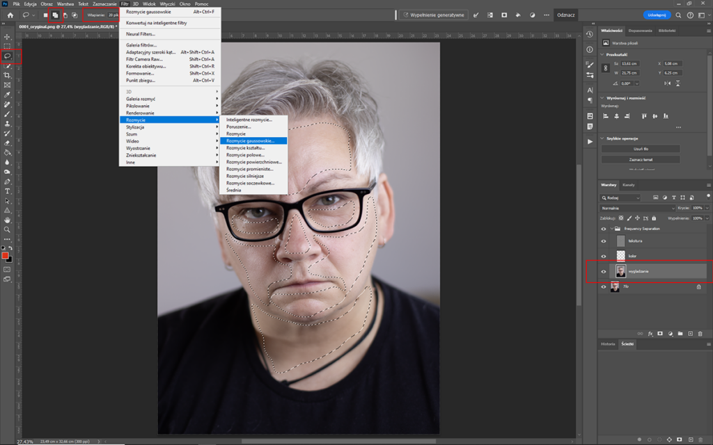 Separacja częstotliwości photoshop