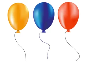 Trzy balony na białym tle