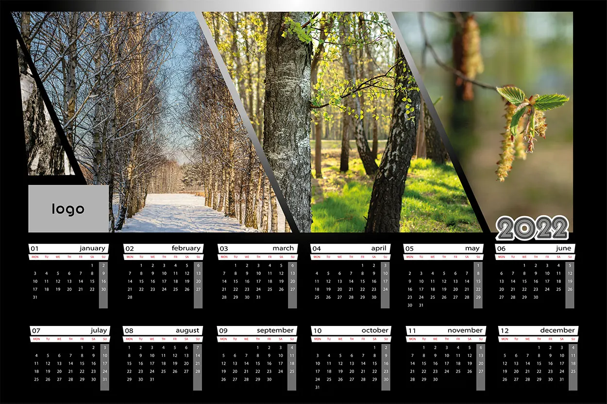 Kalendarz jedna strona 12 miesięcy